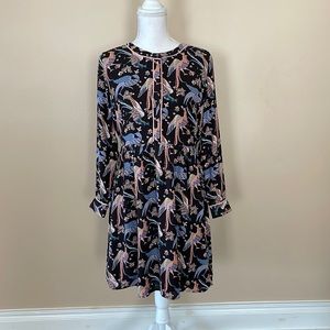 Loft Printed Long Sleeve Flare Dress